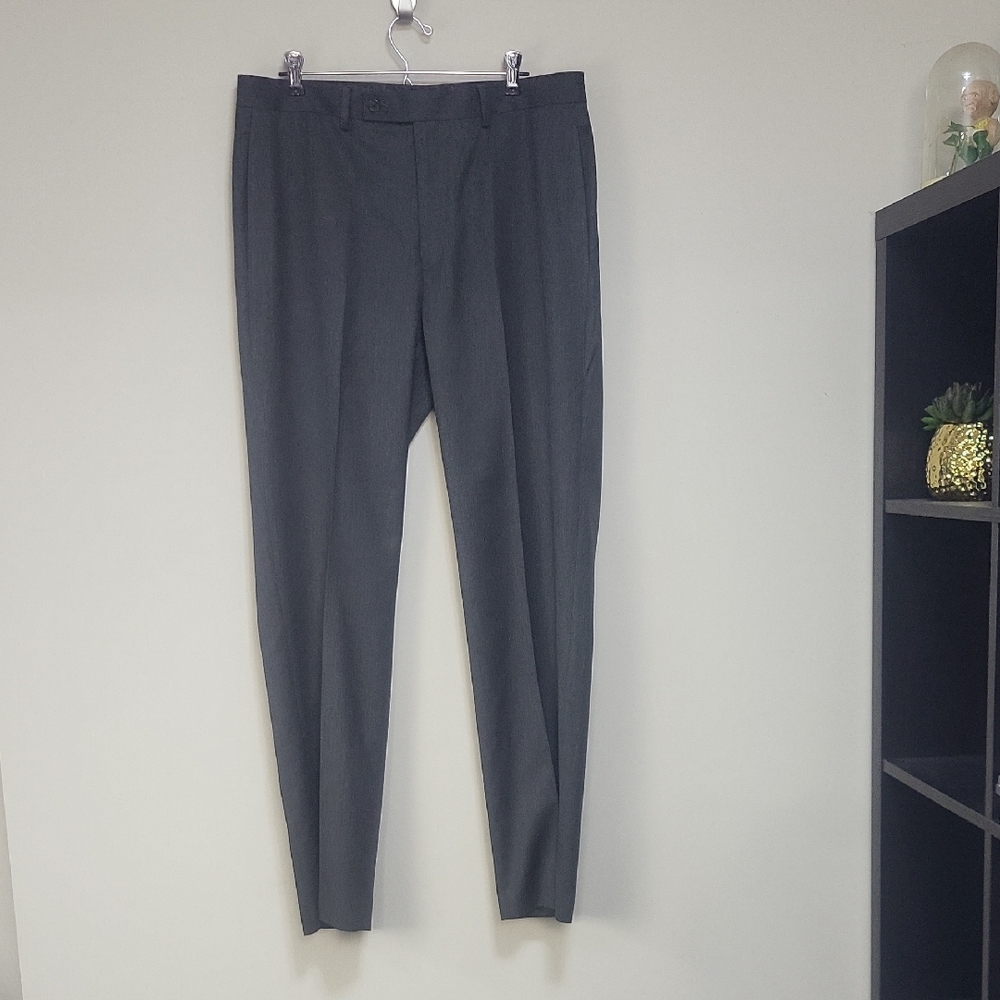 LAUREN RALPH LAUREN Gray Tweed Poly Rayon Flat Front Dress Pants 34×32